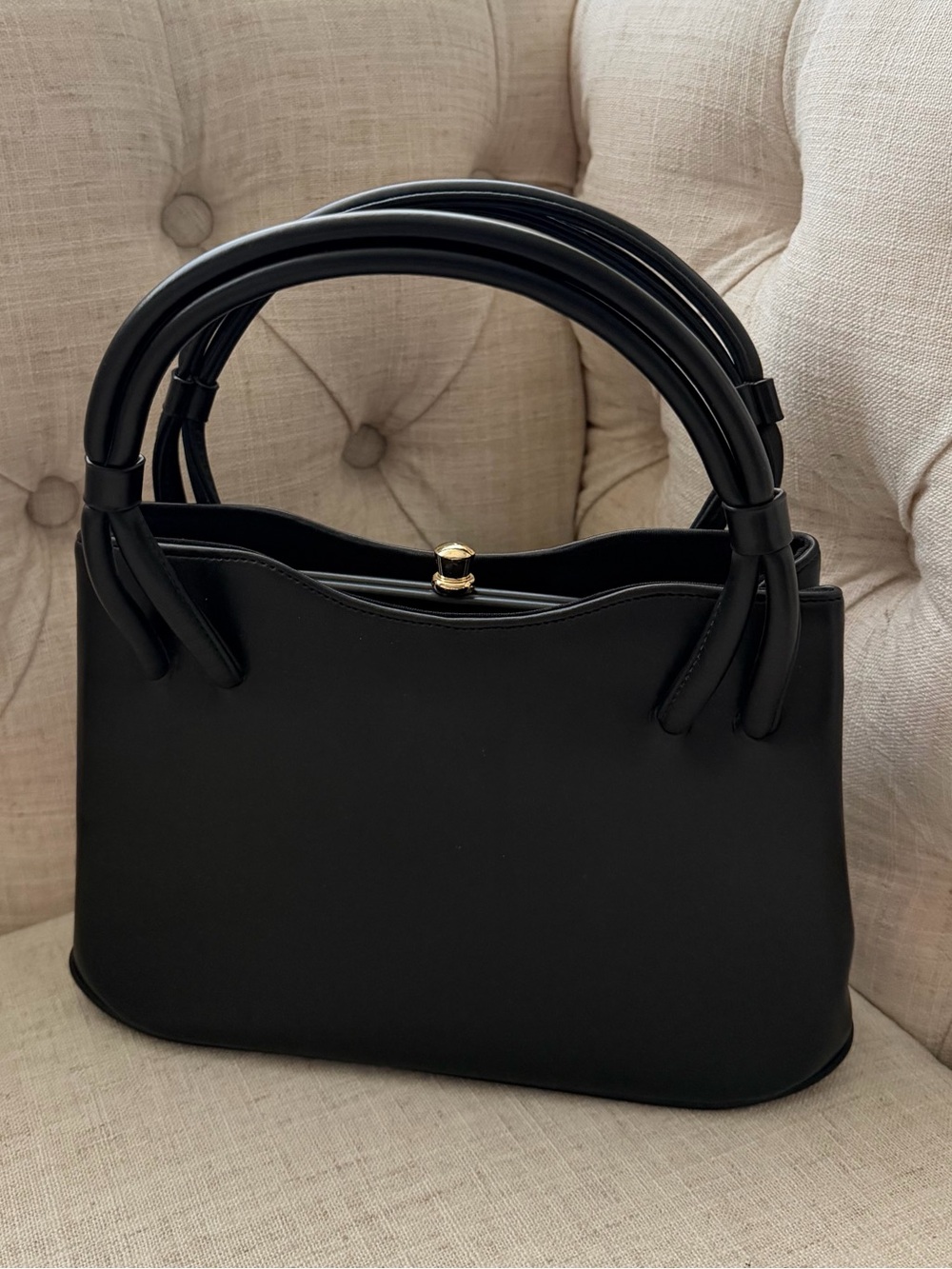 Black leather Top-Handle handbag